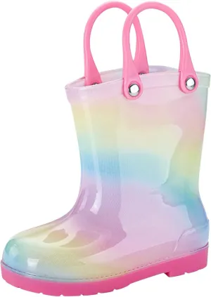 Kids Rain Boots Cartoon Bow Rainbow Rain Boots Girls Infant Rain Water Fashion Casual Boots Girl Ankle Boots