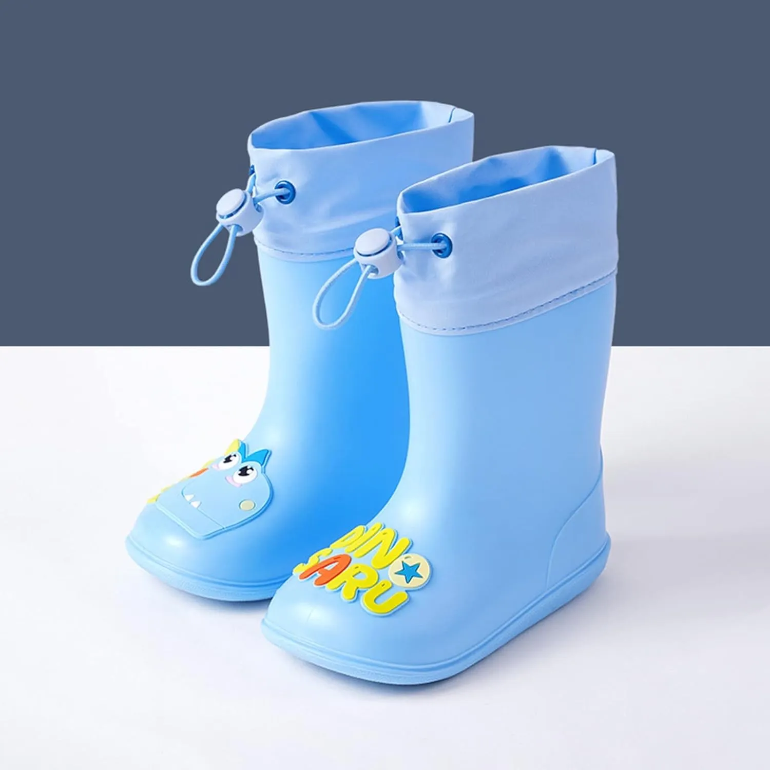 Kids Rain Boots for Boys Girls Waterproof Cute Dinosaur Rain Shoes Toddler Non Slip Easy-On Rubber Garden Boots
