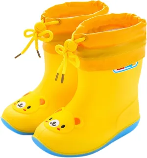 Kids Rain Boots for Girls Boys Waterproof Toddler Cute Cartoon Insulated Rubber boots with Adjustable Closure