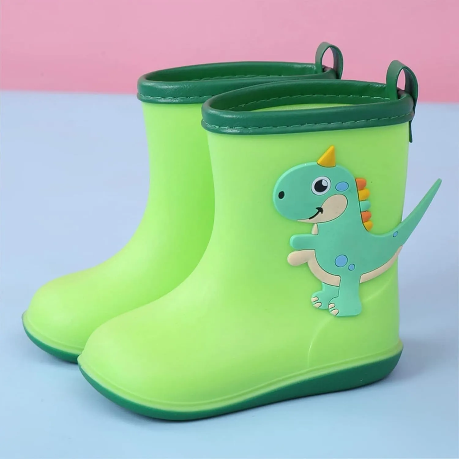 Kids Rubber Rain Boots Toddler Water Shoes Cute Cartoon Dinosaur Rain Boots for Boys Girls Waterproof Mud Boots