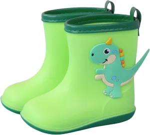 Kids Rubber Rain Boots Toddler Water Shoes Cute Cartoon Dinosaur Rain Boots for Boys Girls Waterproof Mud Boots
