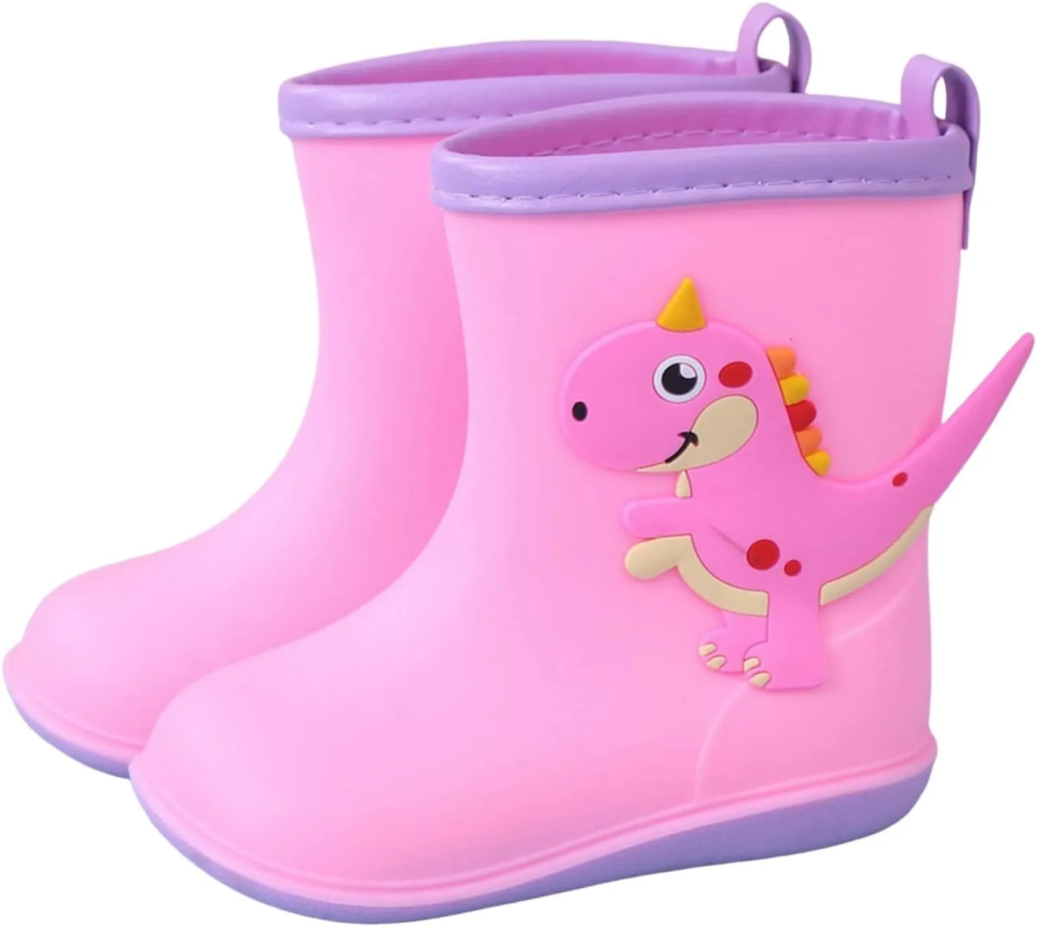 Kids Rubber Rain Boots Toddler Water Shoes Cute Cartoon Dinosaur Rain Boots for Boys Girls Waterproof Mud Boots