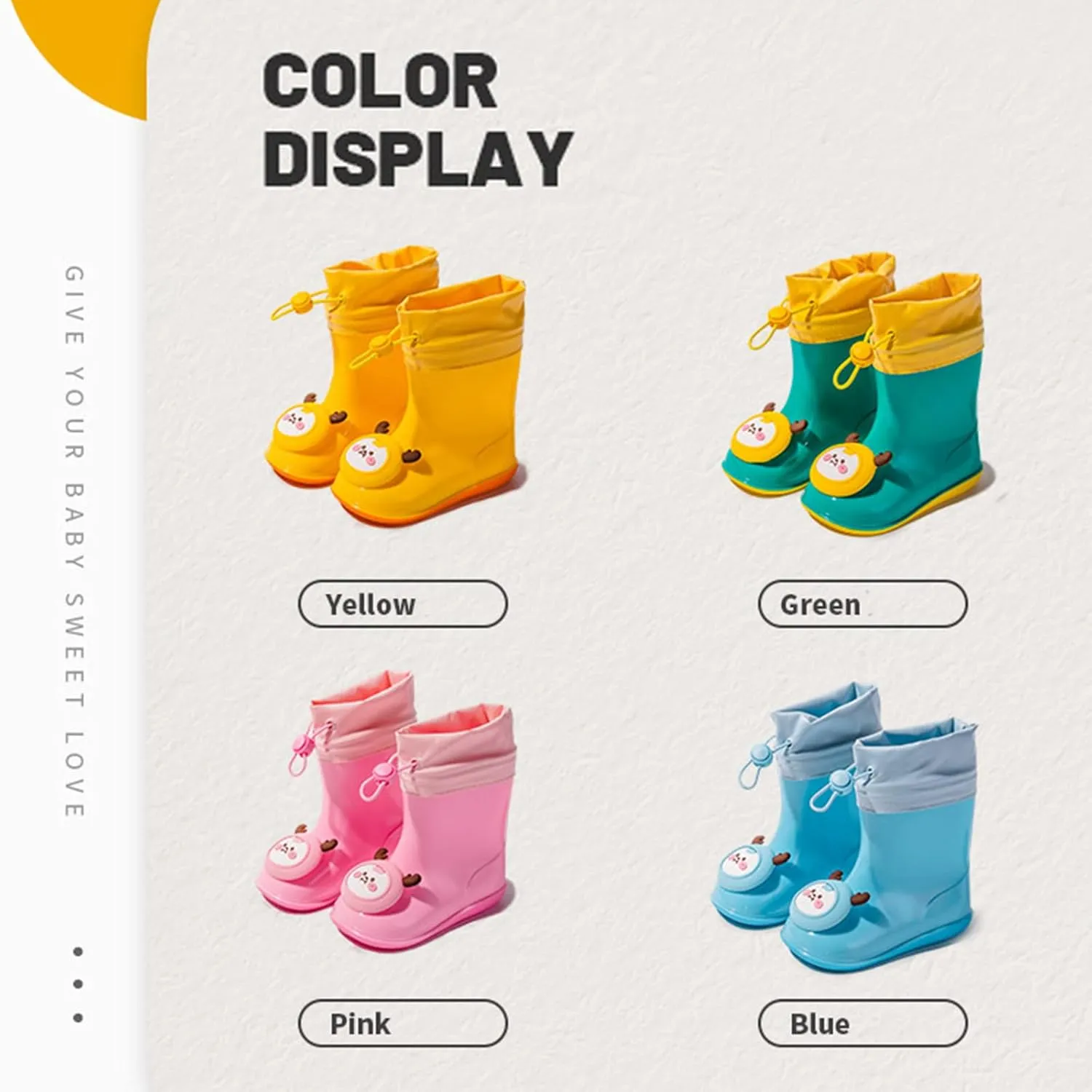 Kids Soft Rain Boots Unisex Children Waterproof Rubber Boots Toddler Non Slip Cute Rain Shoes for Boys Girls