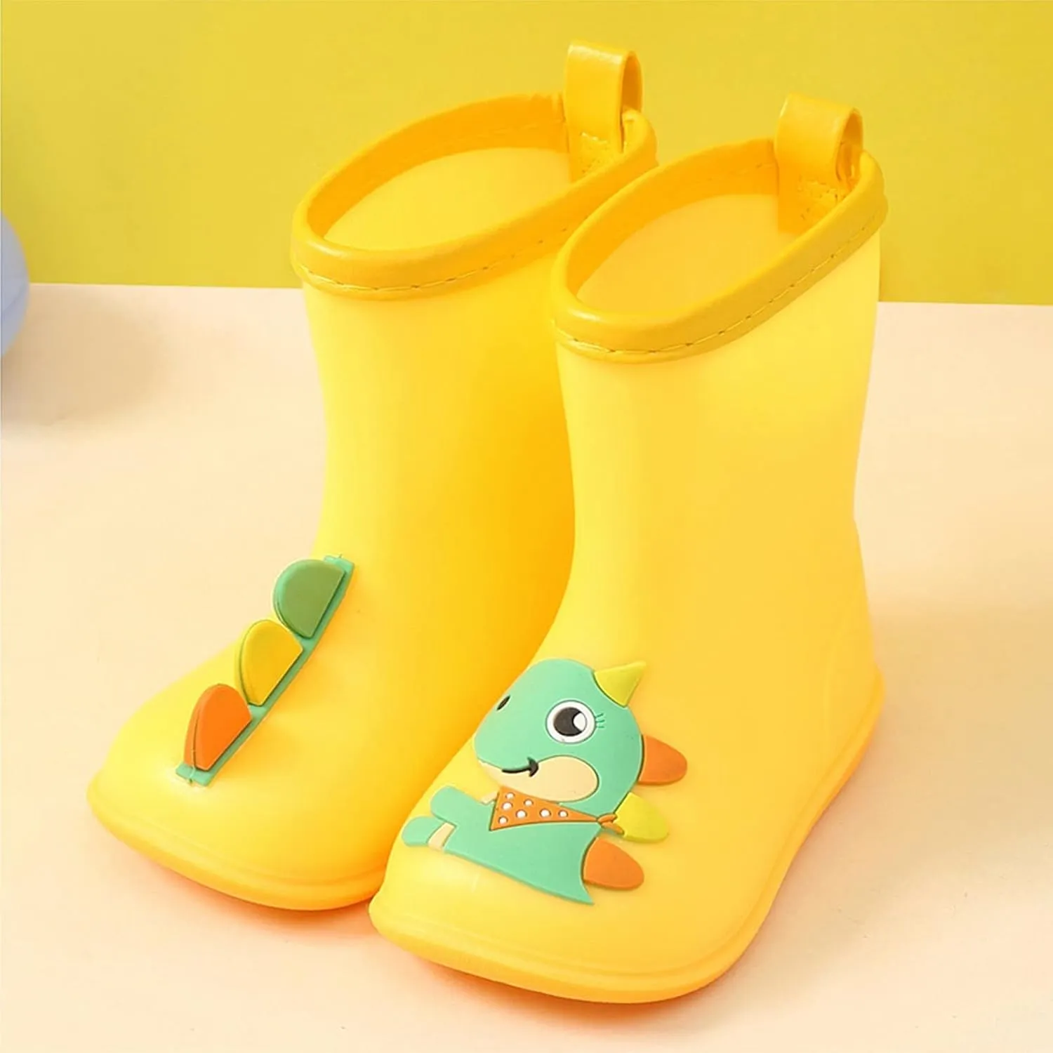 Kids Toddler Rain Boots for Girls Boys Dinosaur Cartoon Waterproof Rain Shoes Patterns Boot with Easy On Handles