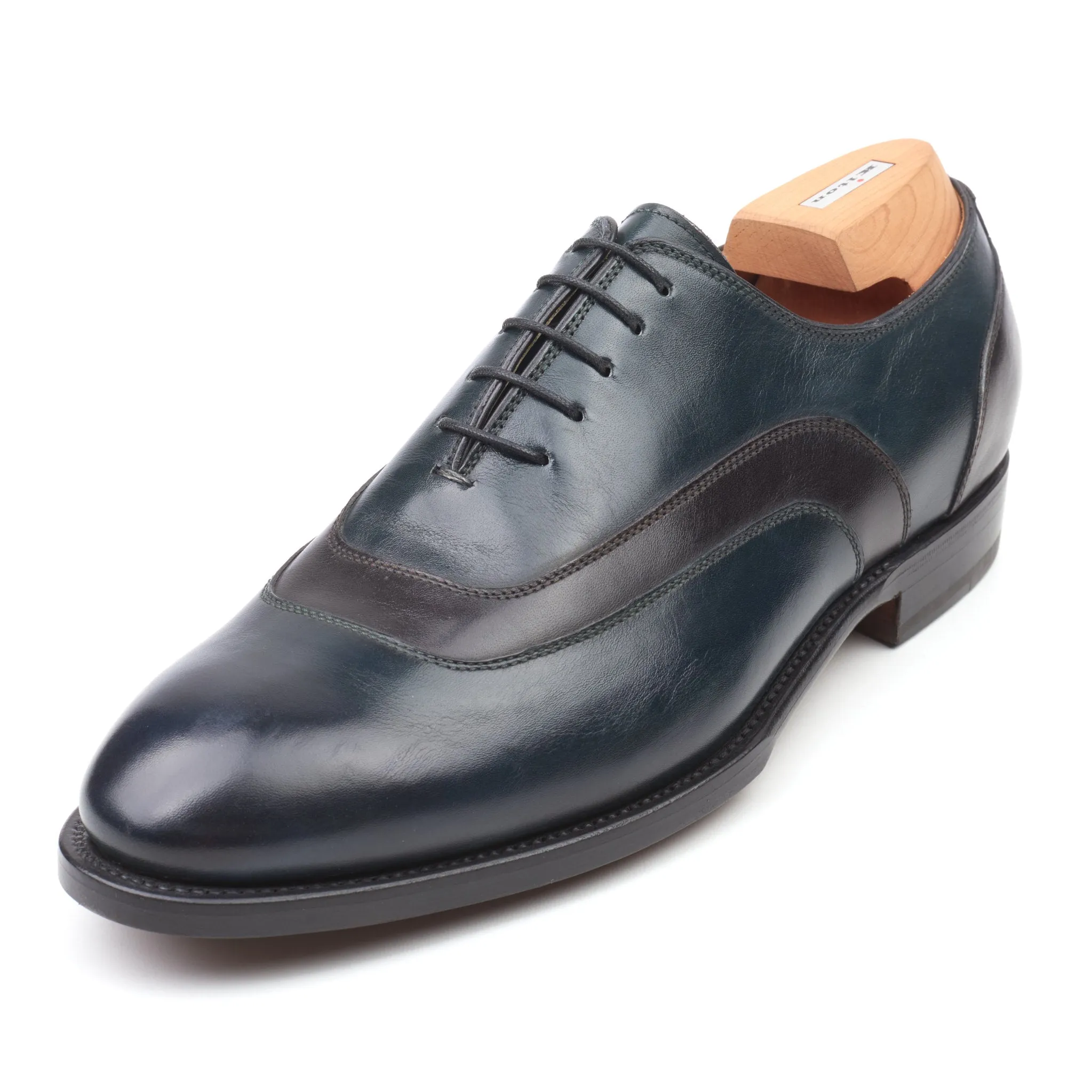 KITON Handmade Green-Black Calfskin Leather Oxford Shoes US 9 NEW Box
