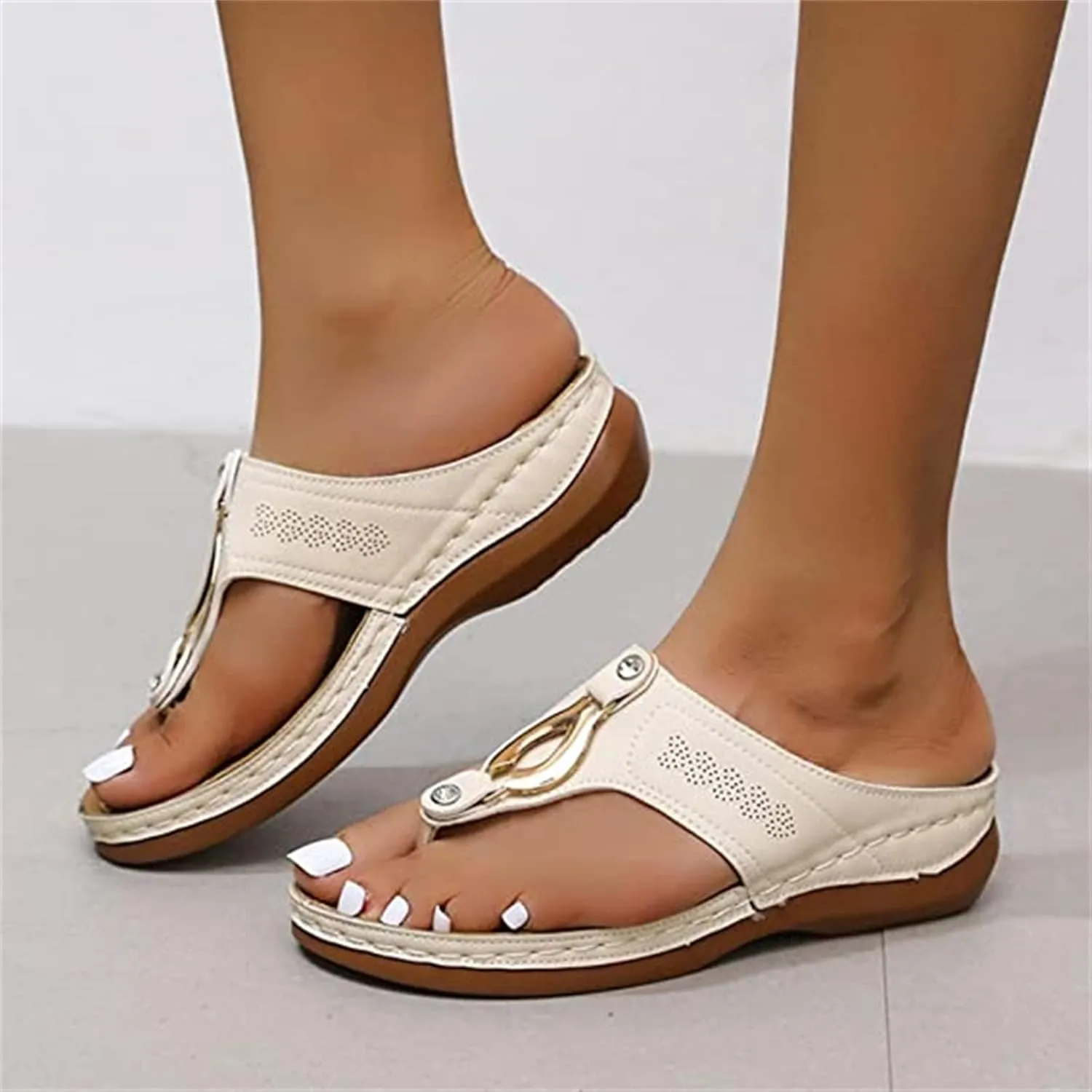 Ladmiple Orthotic Sandals For Women Plantar Fasciitis Orthopedic Walking Slippers with Arch Support Dressy Summer Flip Flops