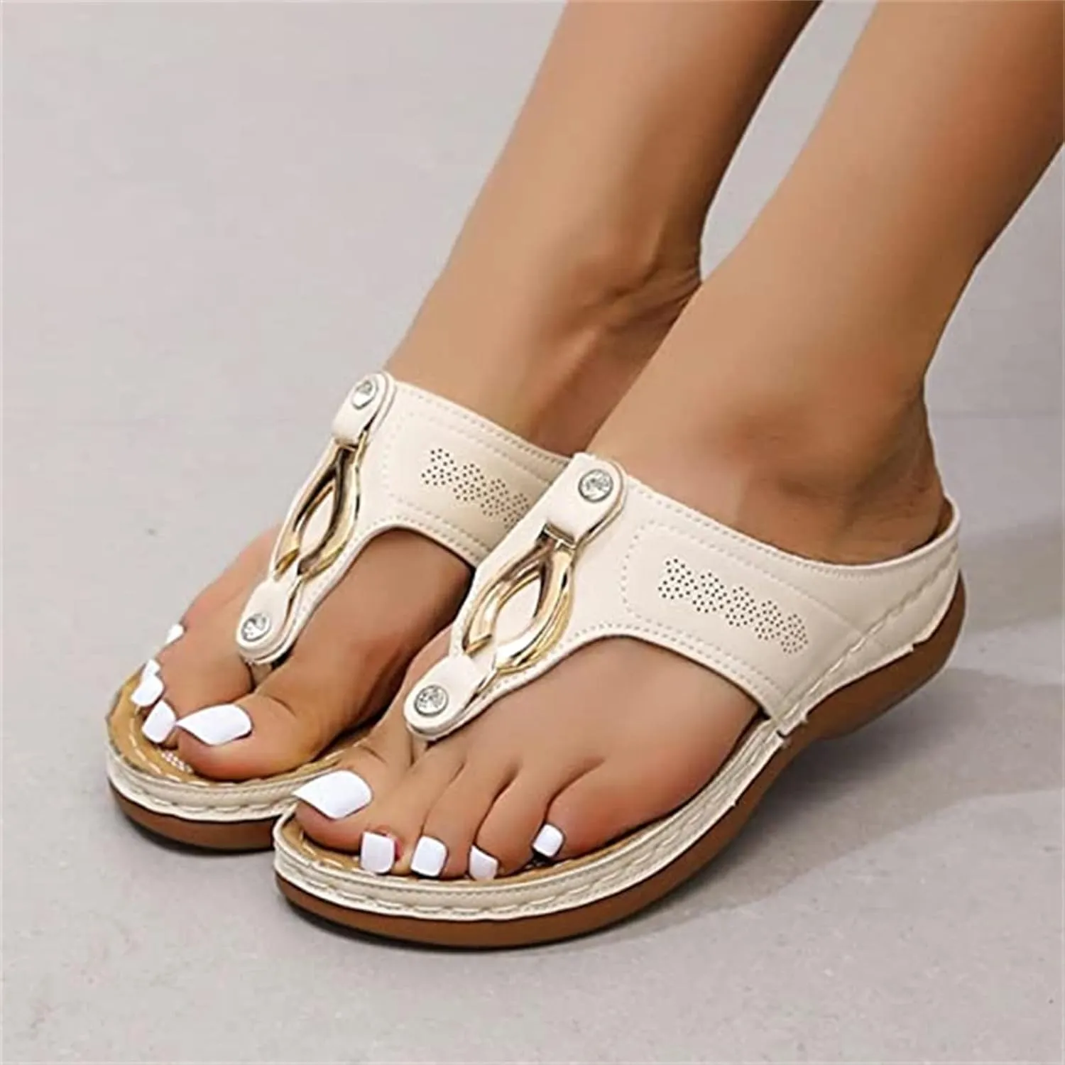 Ladmiple Orthotic Sandals For Women Plantar Fasciitis Orthopedic Walking Slippers with Arch Support Dressy Summer Flip Flops