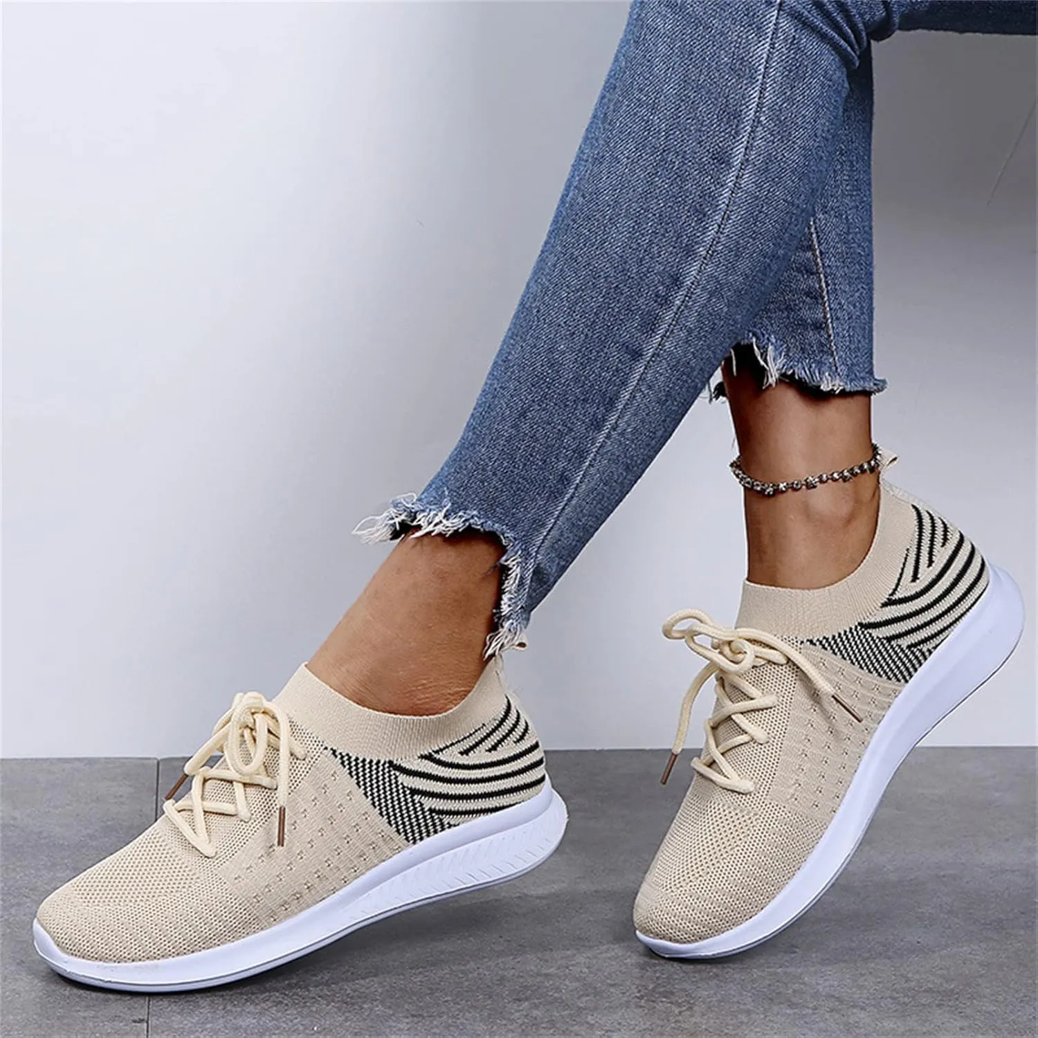 Ladmiple Running Shoes Womens Slip On Walking Shoes Casual Sneakers Mesh Lightweight Slip Resistant Comfortable Loafers