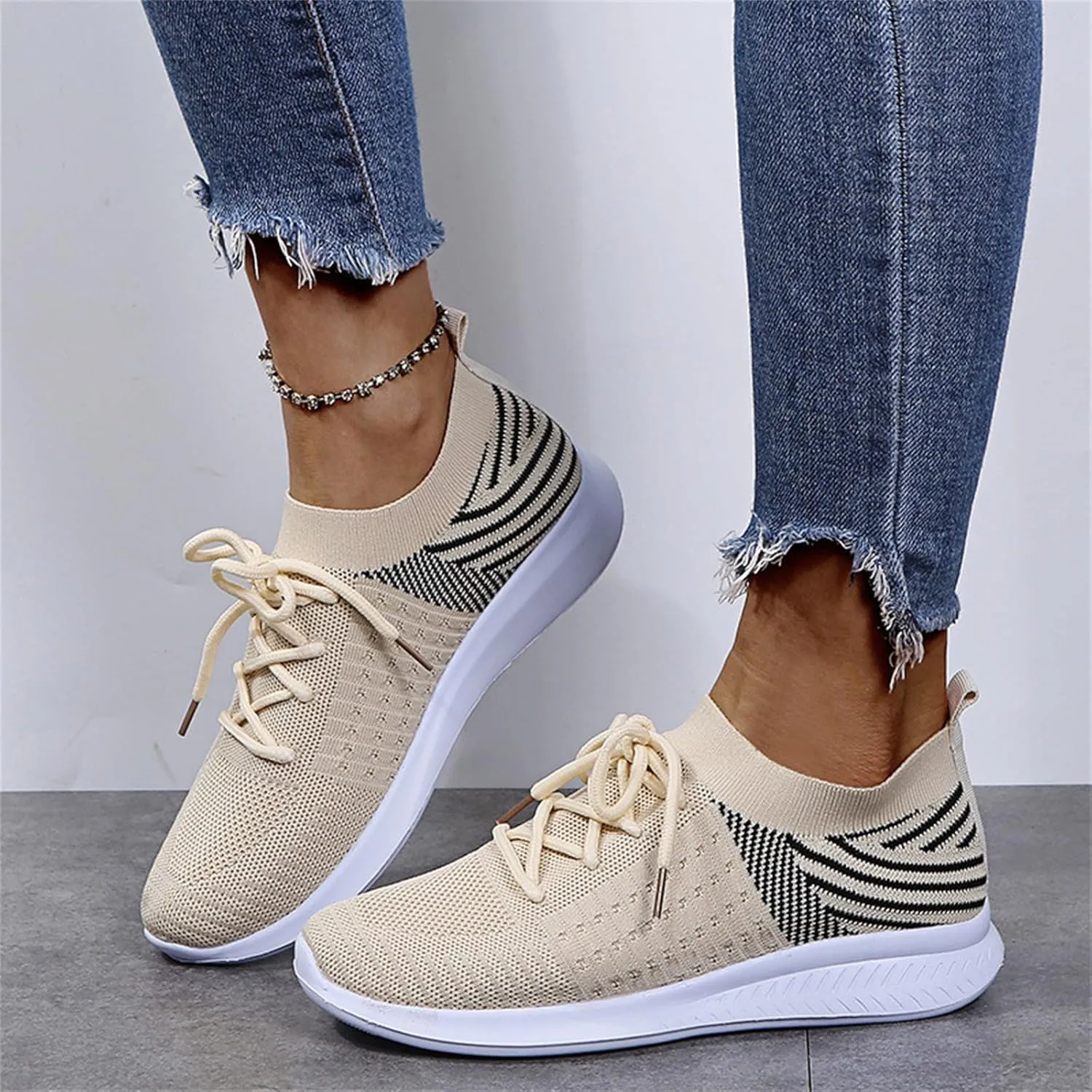 Ladmiple Running Shoes Womens Slip On Walking Shoes Casual Sneakers Mesh Lightweight Slip Resistant Comfortable Loafers