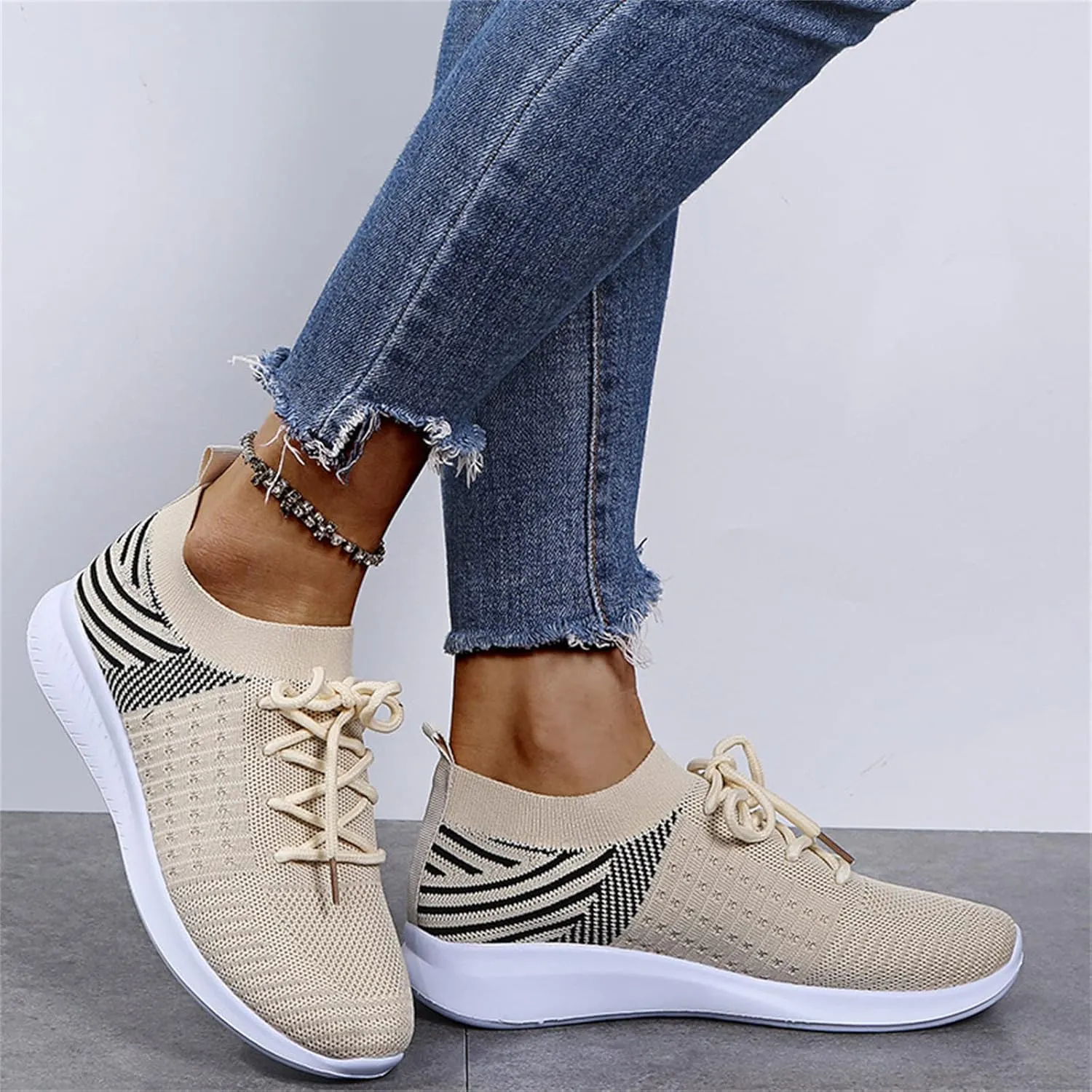 Ladmiple Running Shoes Womens Slip On Walking Shoes Casual Sneakers Mesh Lightweight Slip Resistant Comfortable Loafers