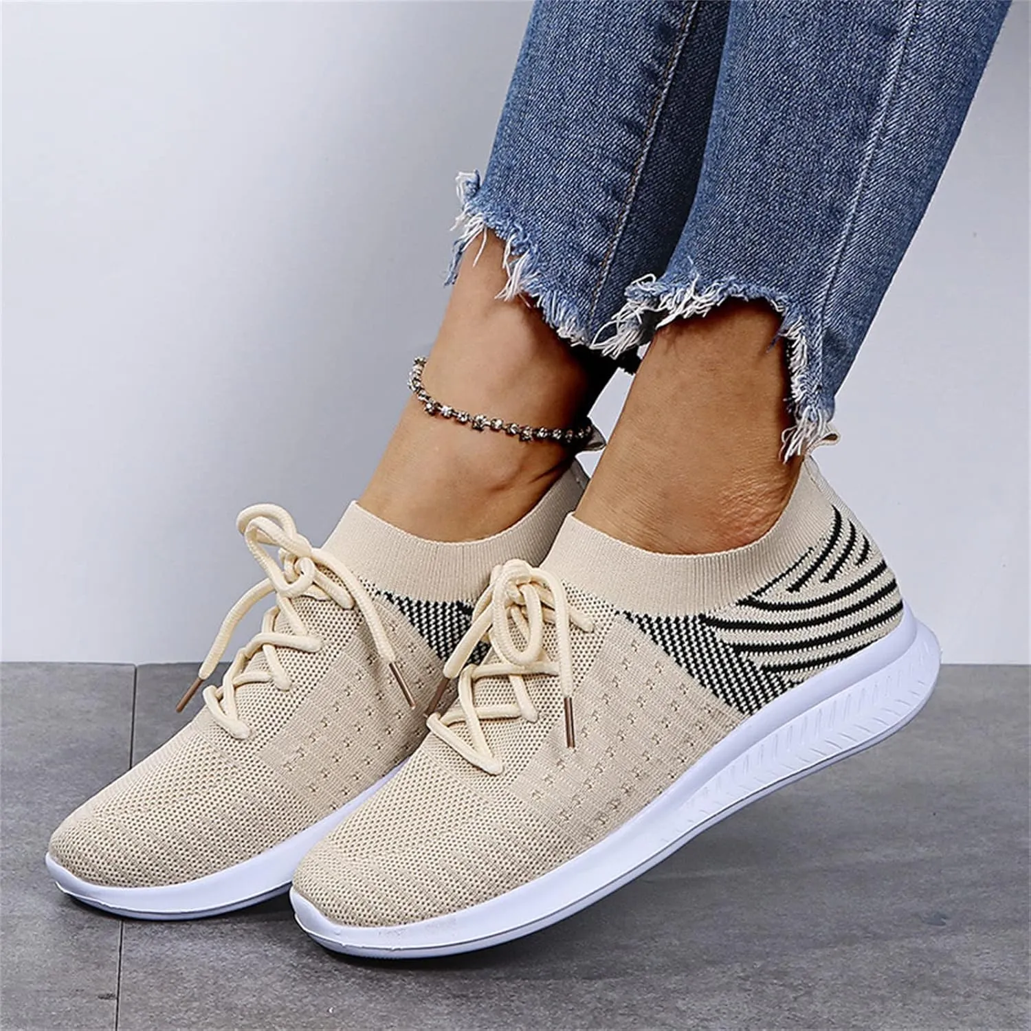 Ladmiple Running Shoes Womens Slip On Walking Shoes Casual Sneakers Mesh Lightweight Slip Resistant Comfortable Loafers