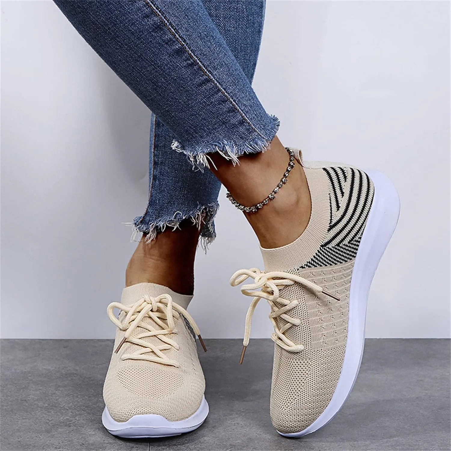 Ladmiple Running Shoes Womens Slip On Walking Shoes Casual Sneakers Mesh Lightweight Slip Resistant Comfortable Loafers