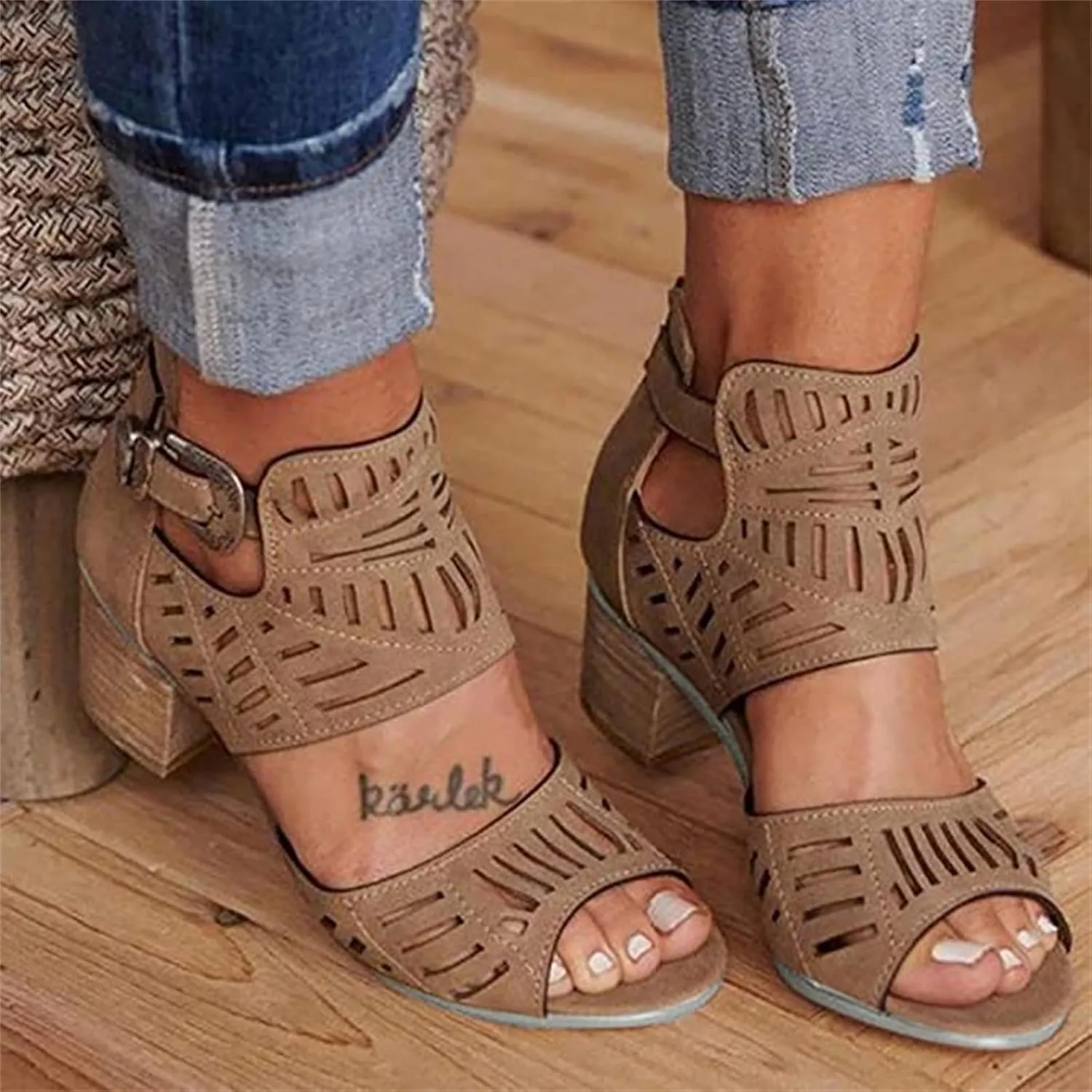 Ladmiple Sandals for Women Platform Dressy Wedge Ankle Buckle Sandals Summer Beach Sandals Open Toe Espadrille Platform