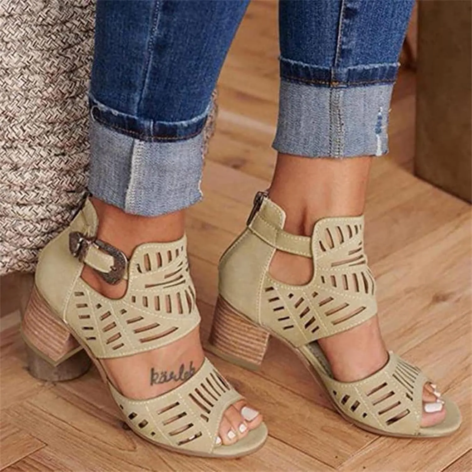 Ladmiple Sandals for Women Platform Dressy Wedge Ankle Buckle Sandals Summer Beach Sandals Open Toe Espadrille Platform