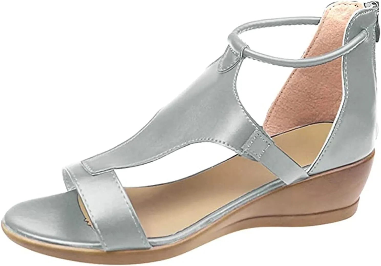Ladmiple Sandals Women Comfortable Dressy Wedge Sandals Heels Open Toe Ankle Strap Slip on Platform Casual Summer Dress Shoes