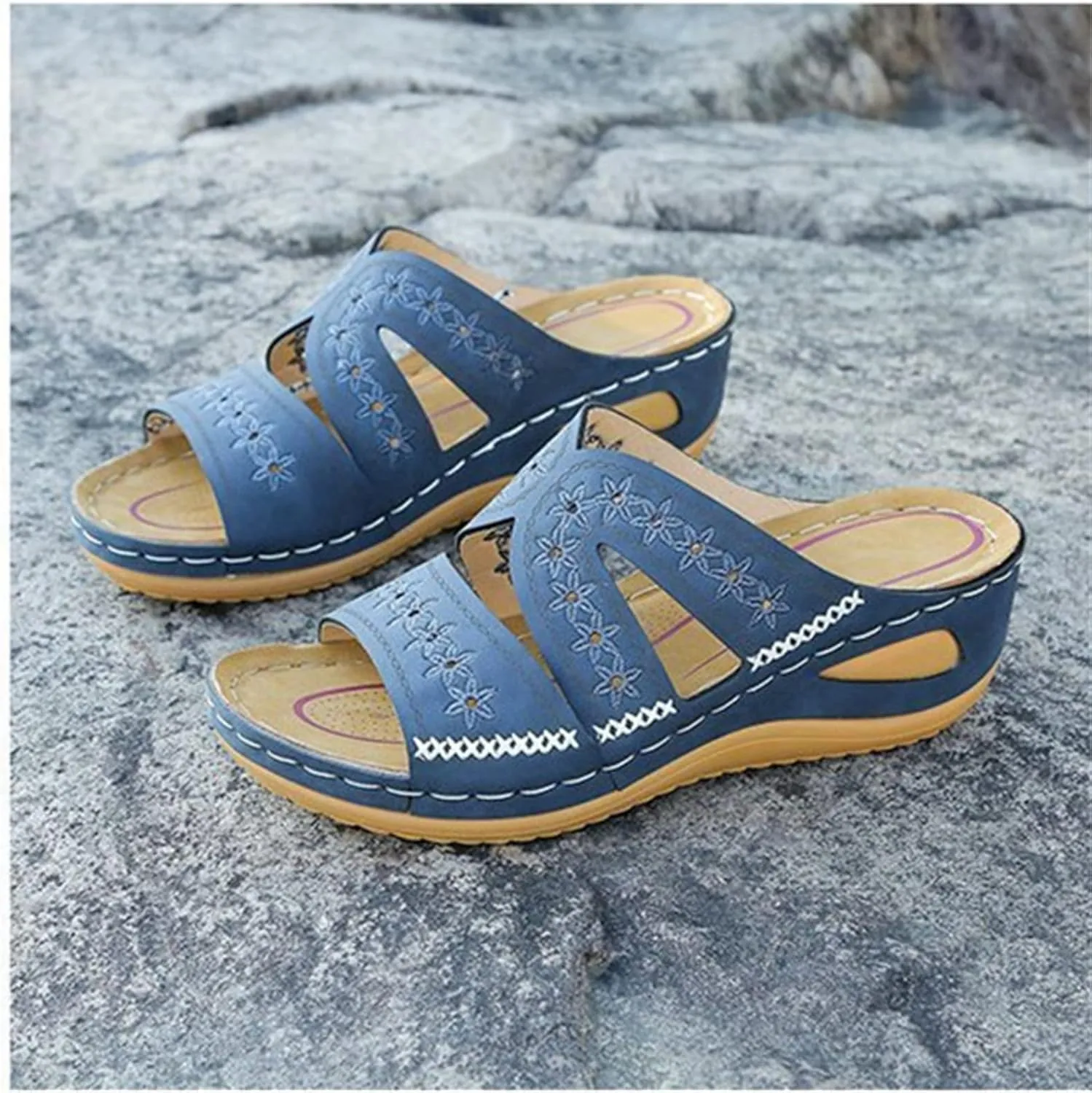 Ladmiple Sandals Women Dressy Summer Flat Walking Comfortable Arch Support Orthopedic Flip Flops Orthotic Beach Shoes Slides