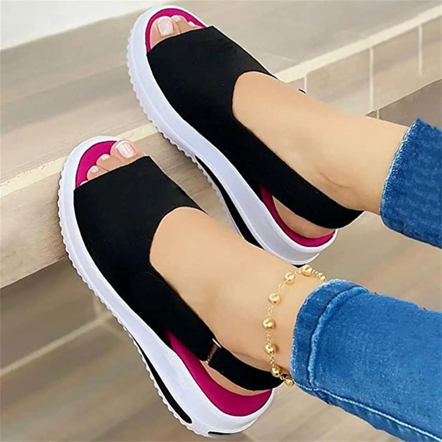 Ladmiple Shoes For Women Sneakers Trendy Slip On Comfort Walking Shoes Fashion Casual Summer Lace Up Platform Loafers