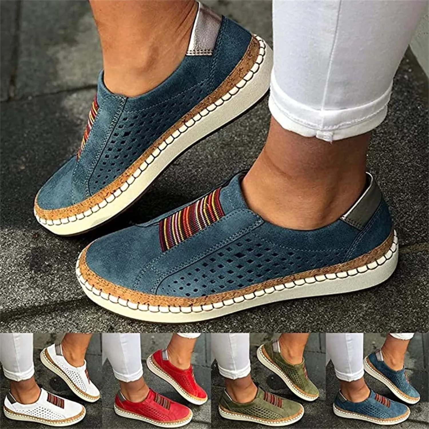 Ladmiple Sneakers For Women Trendy 2024 Slip On Comfort Casual Canvas Shoes Dressy Summer Fashion Walking Flats Loafers