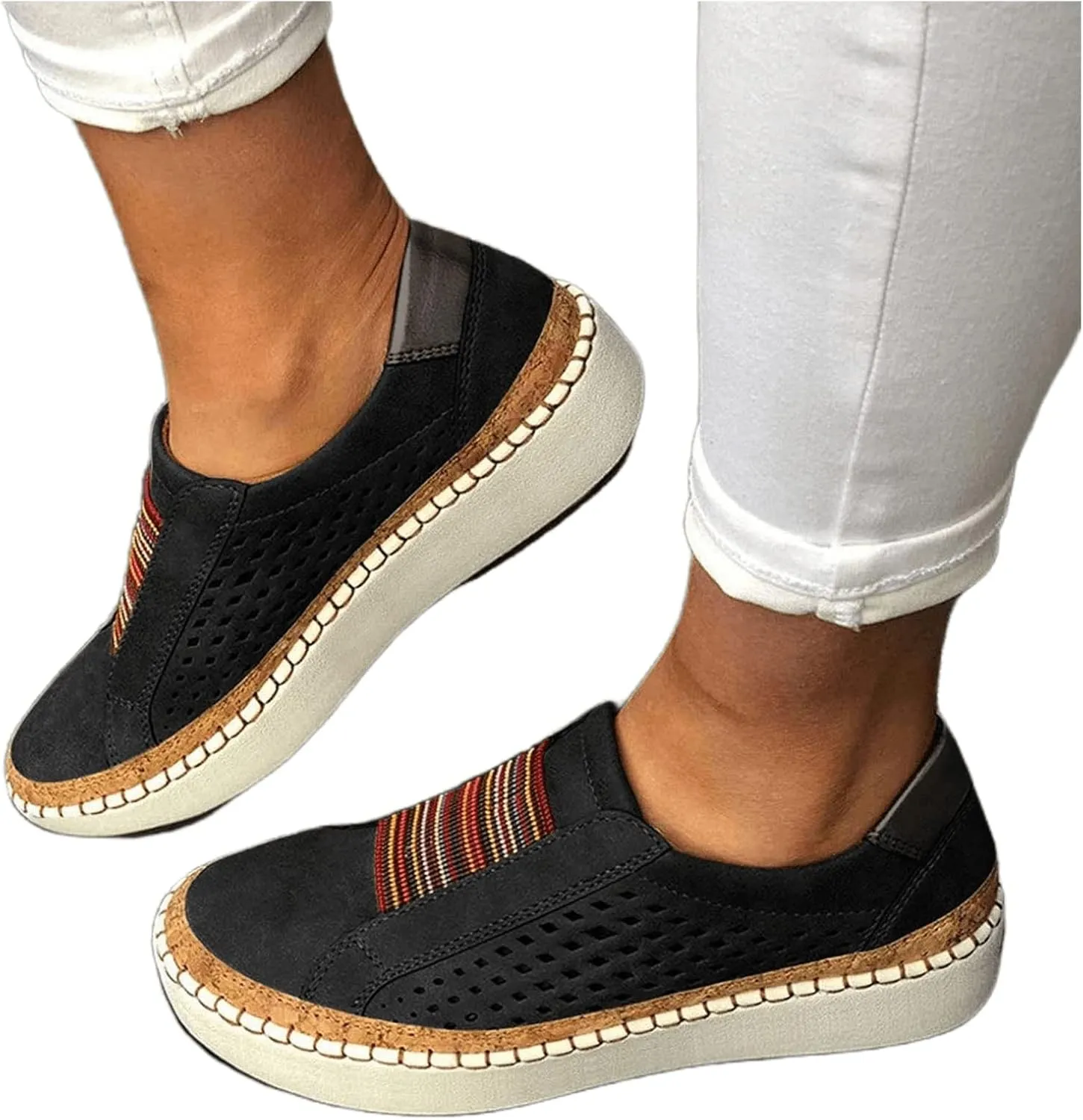 Ladmiple Sneakers For Women Trendy 2024 Slip On Comfort Casual Canvas Shoes Dressy Summer Fashion Walking Flats Loafers