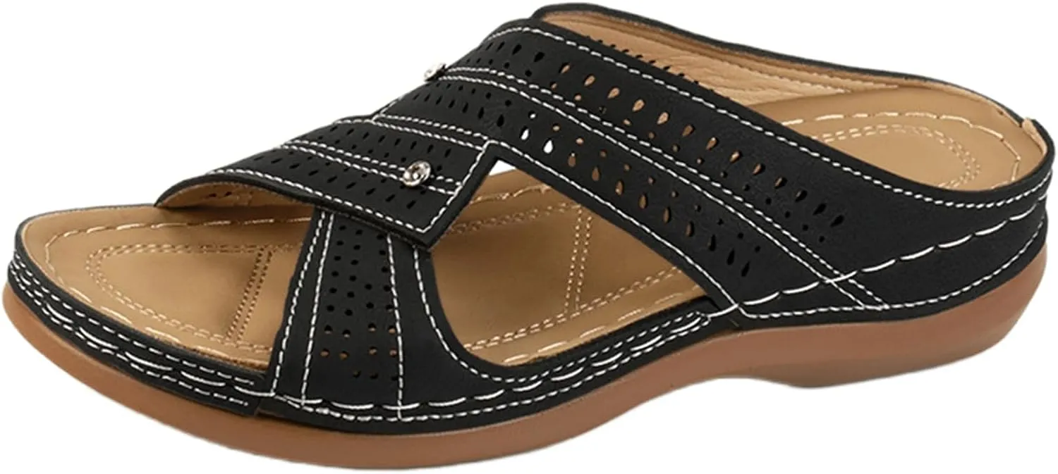 Ladmiple Womens Sandals Dressy Flat Comfortable Orthotic Slides Orthopedic Summer Flip Flops Walking Shoes with Arch Support
