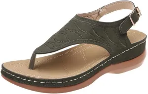 Ladmiple Women's Sandals Wedge Heel Orthotic Slides Comfortable Dressy Summer Orthopedic Thong Flip Flops with Arch Support