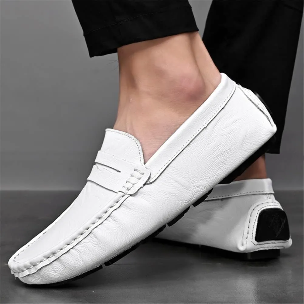 LEADER SHOW Men's Penny Loafers Moccasin Slip on Flats Boat Casual Dress Driving Shoes
