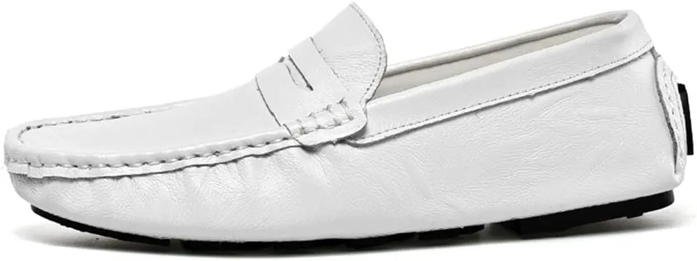 LEADER SHOW Men's Penny Loafers Moccasin Slip on Flats Boat Casual Dress Driving Shoes