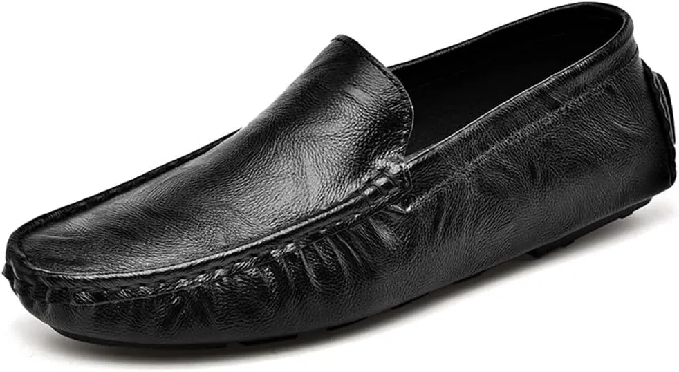 LEADER SHOW Men's Penny Loafers Moccasin Slip on Flats Boat Casual Dress Driving Shoes