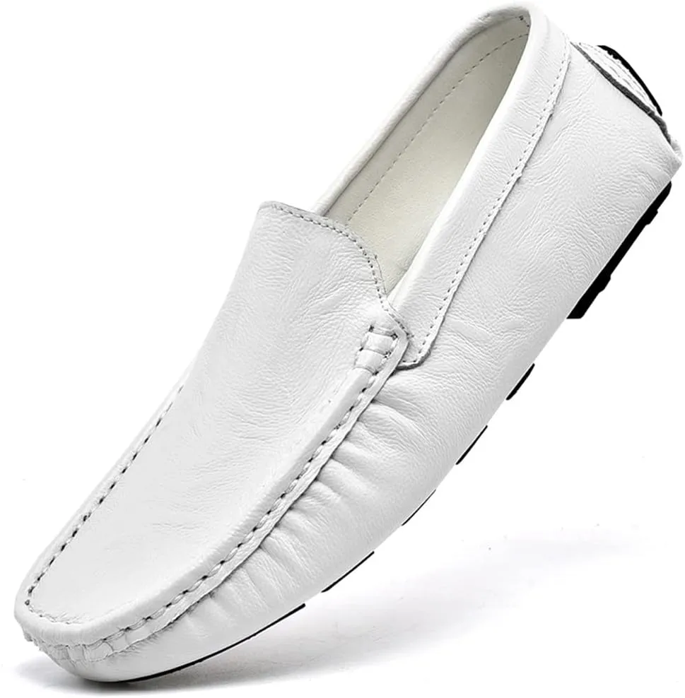 LEADER SHOW Men's Penny Loafers Moccasin Slip on Flats Boat Casual Dress Driving Shoes