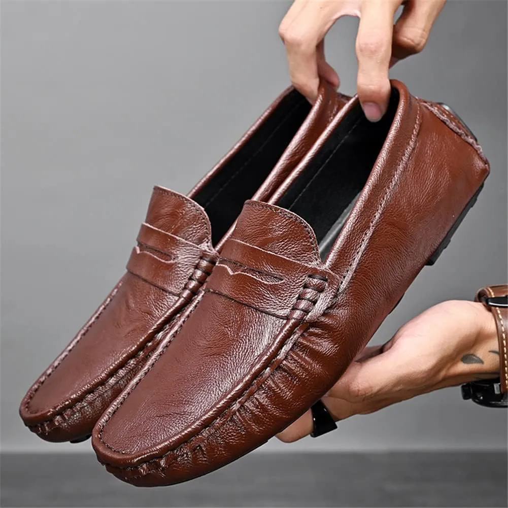 LEADER SHOW Men's Penny Loafers Moccasin Slip on Flats Boat Casual Dress Driving Shoes