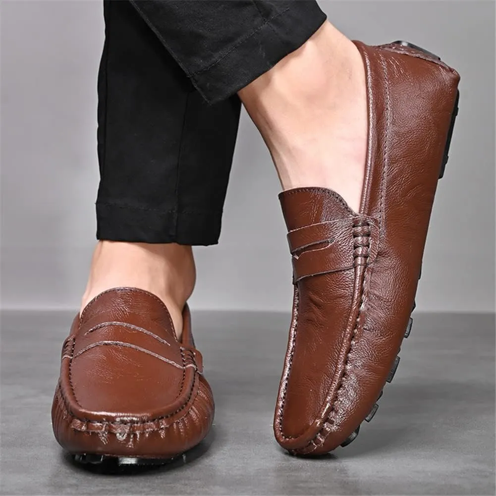 LEADER SHOW Men's Penny Loafers Moccasin Slip on Flats Boat Casual Dress Driving Shoes
