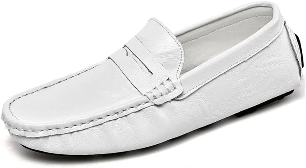 LEADER SHOW Men's Penny Loafers Moccasin Slip on Flats Boat Casual Dress Driving Shoes