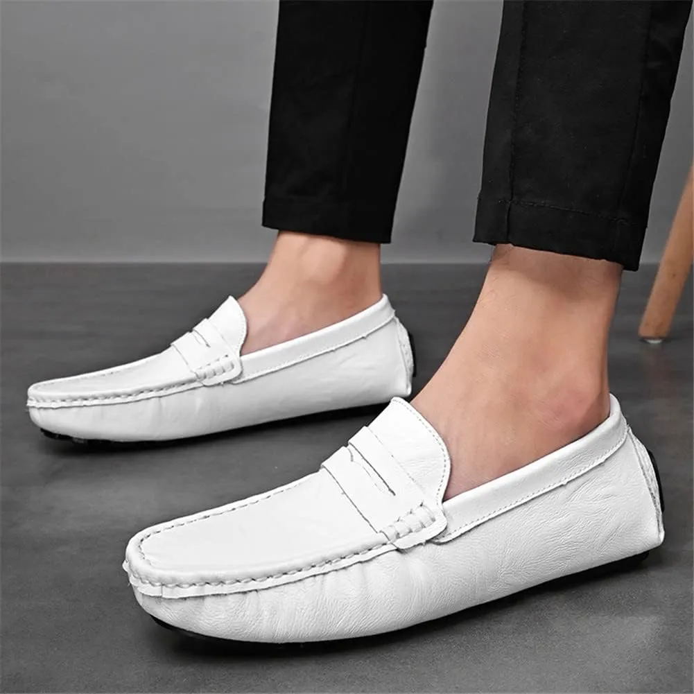 LEADER SHOW Men's Penny Loafers Moccasin Slip on Flats Boat Casual Dress Driving Shoes