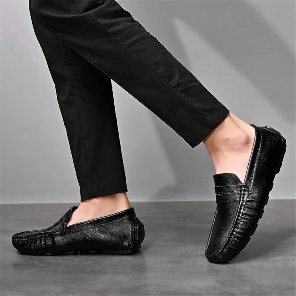 LEADER SHOW Men's Penny Loafers Moccasin Slip on Flats Boat Casual Dress Driving Shoes