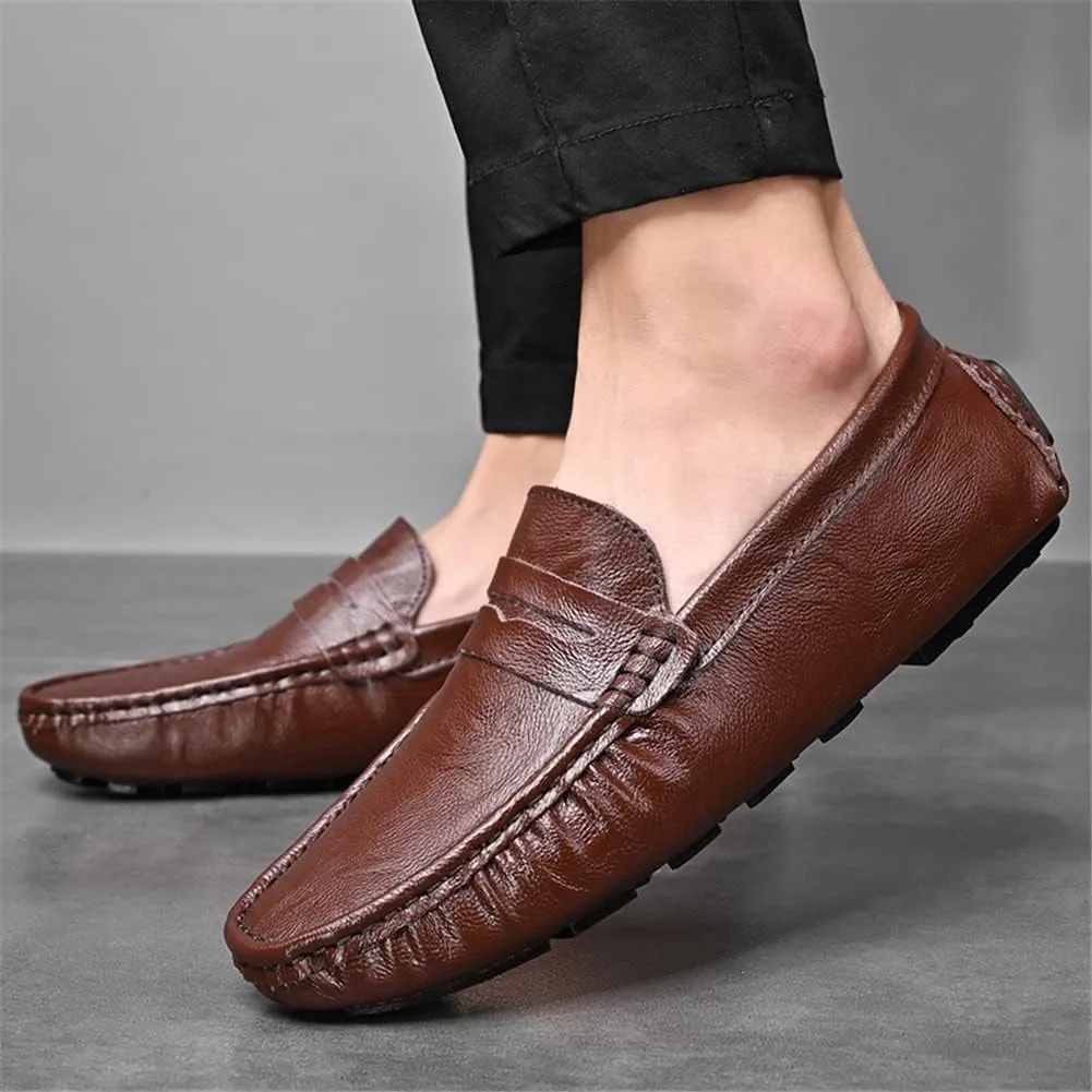 LEADER SHOW Men's Penny Loafers Moccasin Slip on Flats Boat Casual Dress Driving Shoes