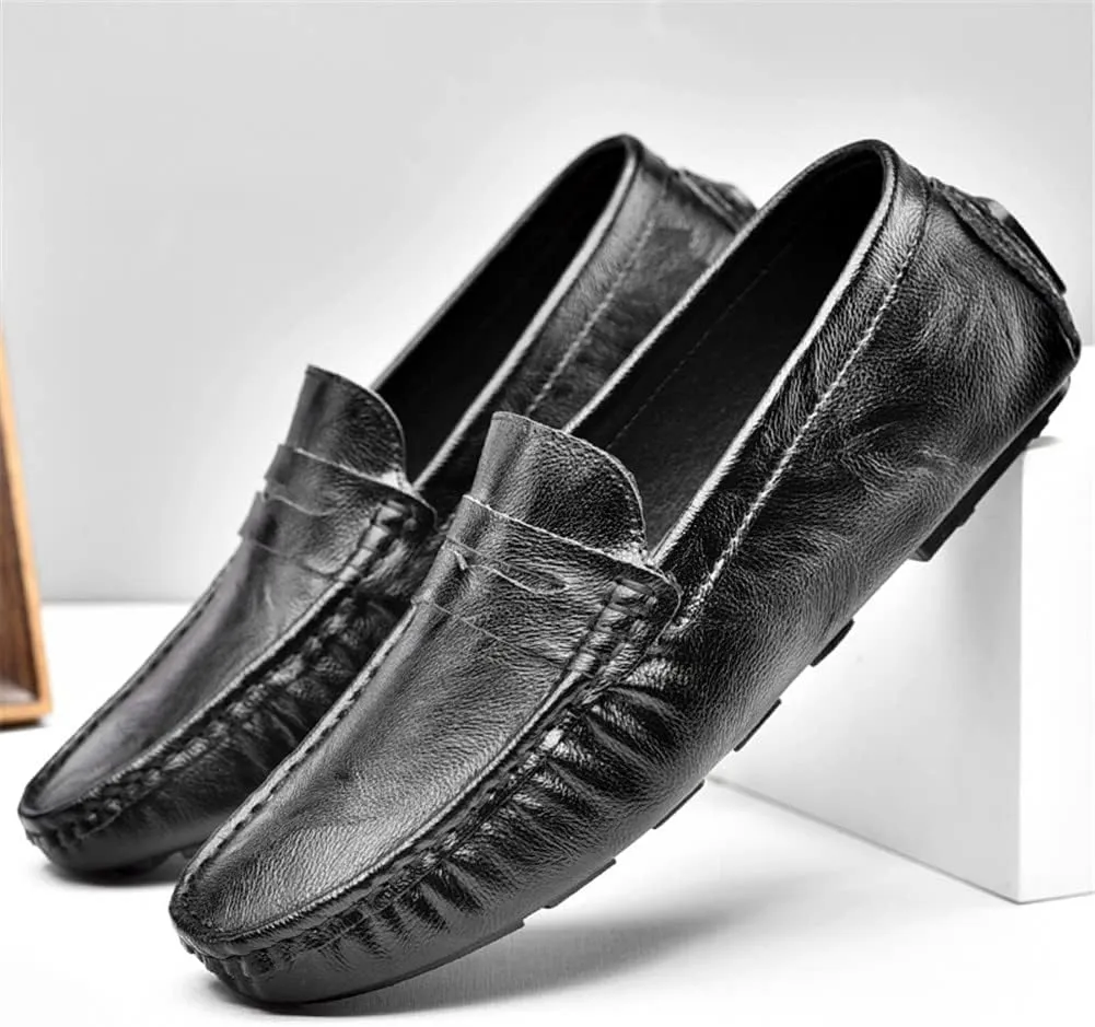 LEADER SHOW Men's Penny Loafers Moccasin Slip on Flats Boat Casual Dress Driving Shoes