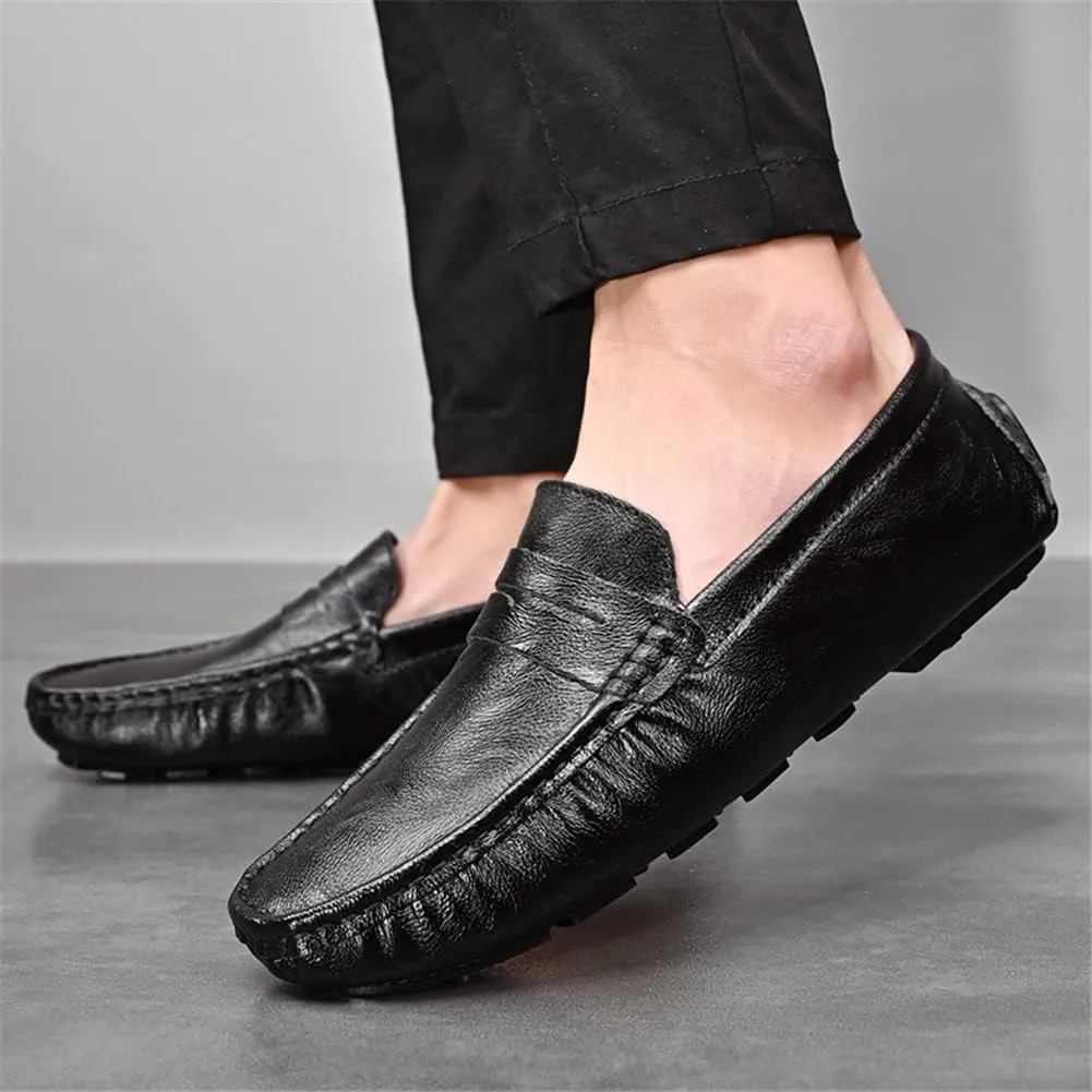 LEADER SHOW Men's Penny Loafers Moccasin Slip on Flats Boat Casual Dress Driving Shoes