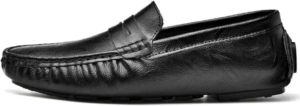 LEADER SHOW Men's Penny Loafers Moccasin Slip on Flats Boat Casual Dress Driving Shoes