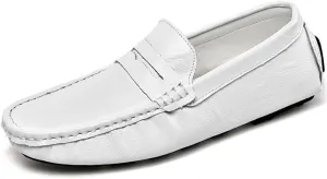 LEADER SHOW Men's Penny Loafers Moccasin Slip on Flats Boat Casual Dress Driving Shoes