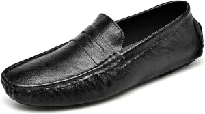 LEADER SHOW Men's Penny Loafers Moccasin Slip on Flats Boat Casual Dress Driving Shoes