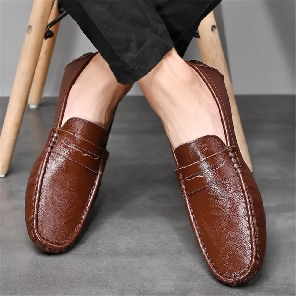 LEADER SHOW Men's Penny Loafers Moccasin Slip on Flats Boat Casual Dress Driving Shoes