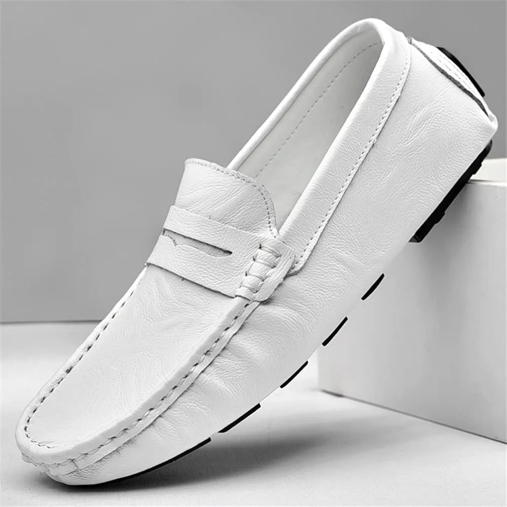 LEADER SHOW Men's Penny Loafers Moccasin Slip on Flats Boat Casual Dress Driving Shoes