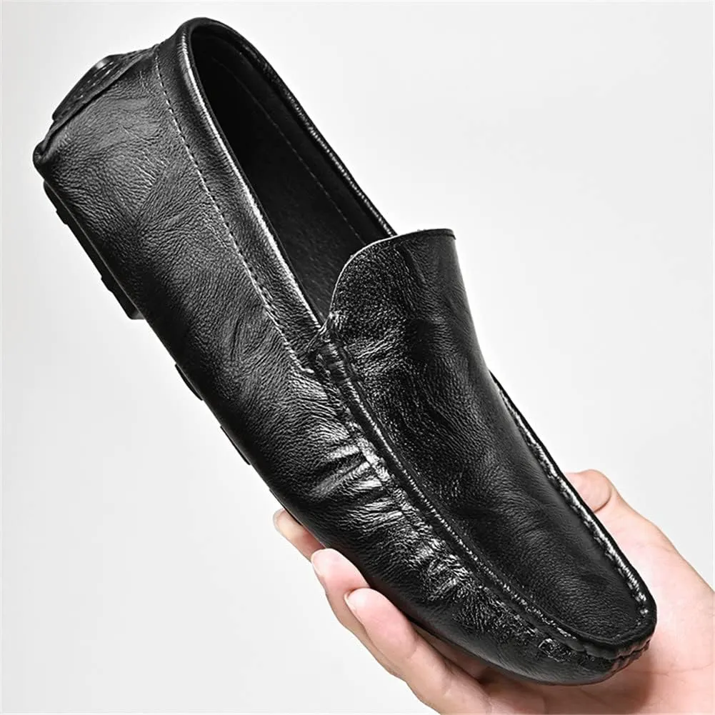 LEADER SHOW Men's Penny Loafers Moccasin Slip on Flats Boat Casual Dress Driving Shoes