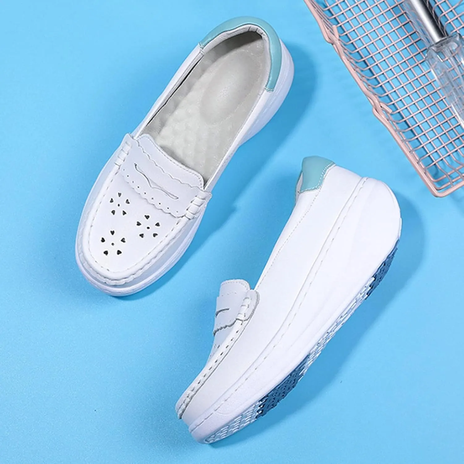 Loafer Work Nursing Shoes,Breathable Lightweight Chef Shoes for Women Food Service,Oil and Slip-Resistant Orthopedic Healthcare Nurse Shoes,with Arch Support