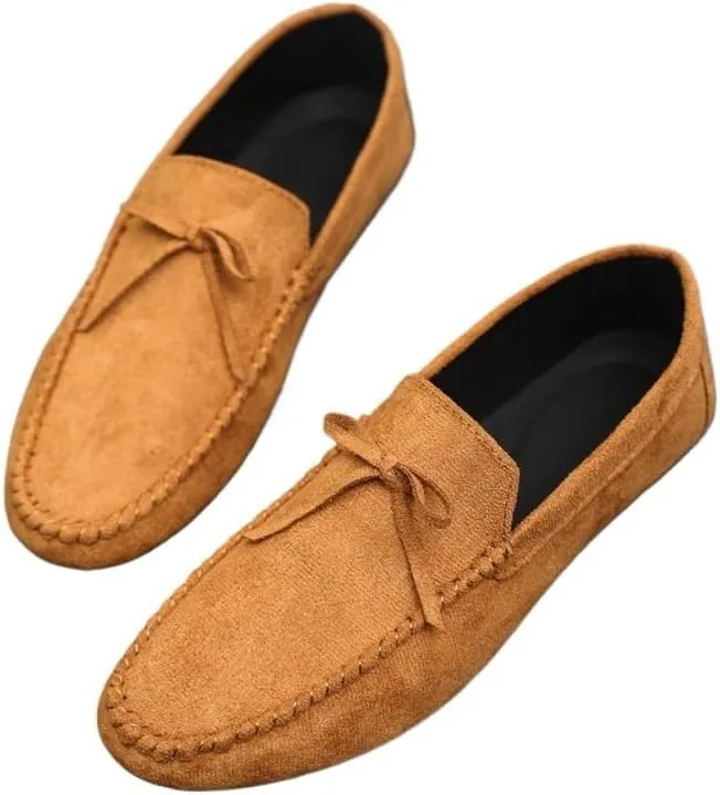 Loafers for Men Round Toe PU Leather Moccasins Shoes Anti-Slip Resistant Comfortable Casual Slip On
