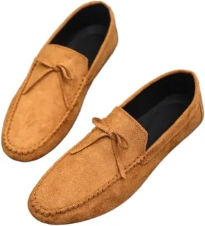 Loafers for Men Round Toe PU Leather Moccasins Shoes Anti-Slip Resistant Comfortable Casual Slip On