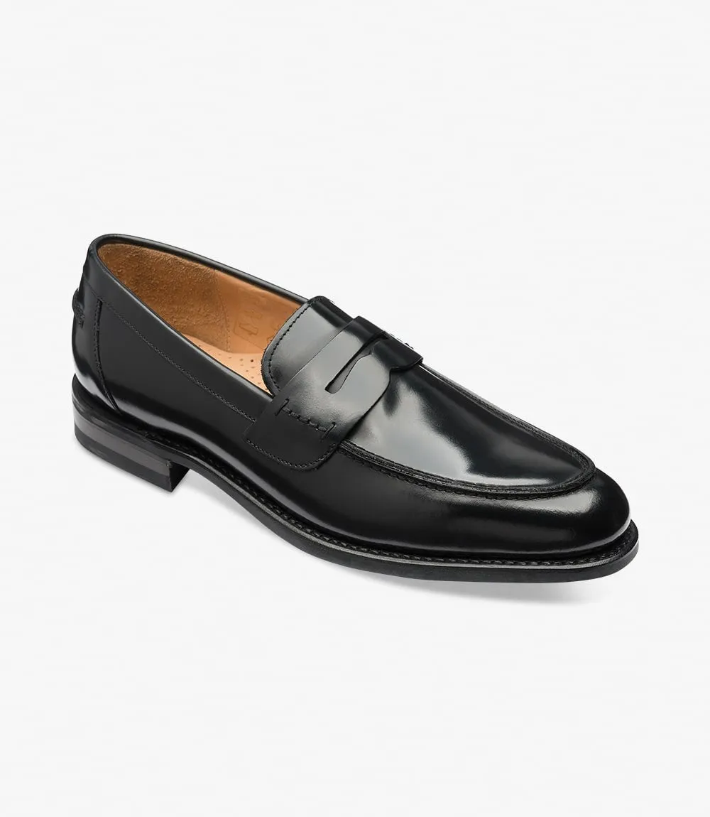 LOAKE 356 BLACK LOAFER SLIP ON RUBBER SOLE F-MEDIUM