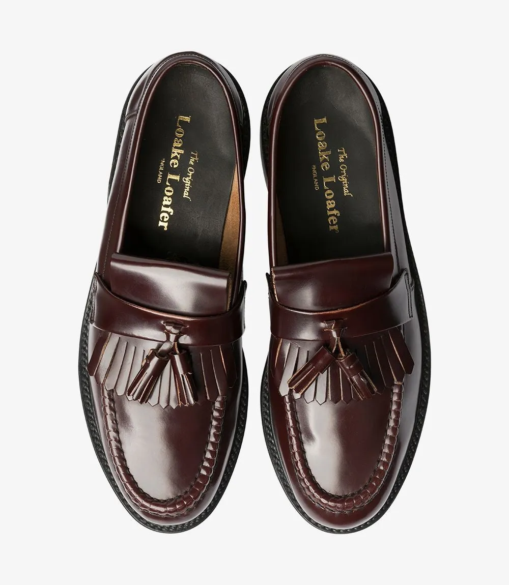 LOAKE BRIGHTON BURGUNDY LOAFER LEATHER SOLE E-NARROW