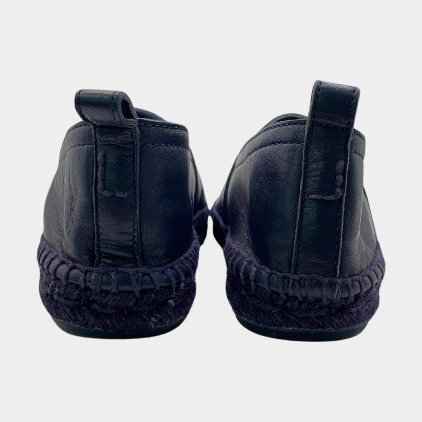 Loewe women's navy leather and raffia espadrilles
