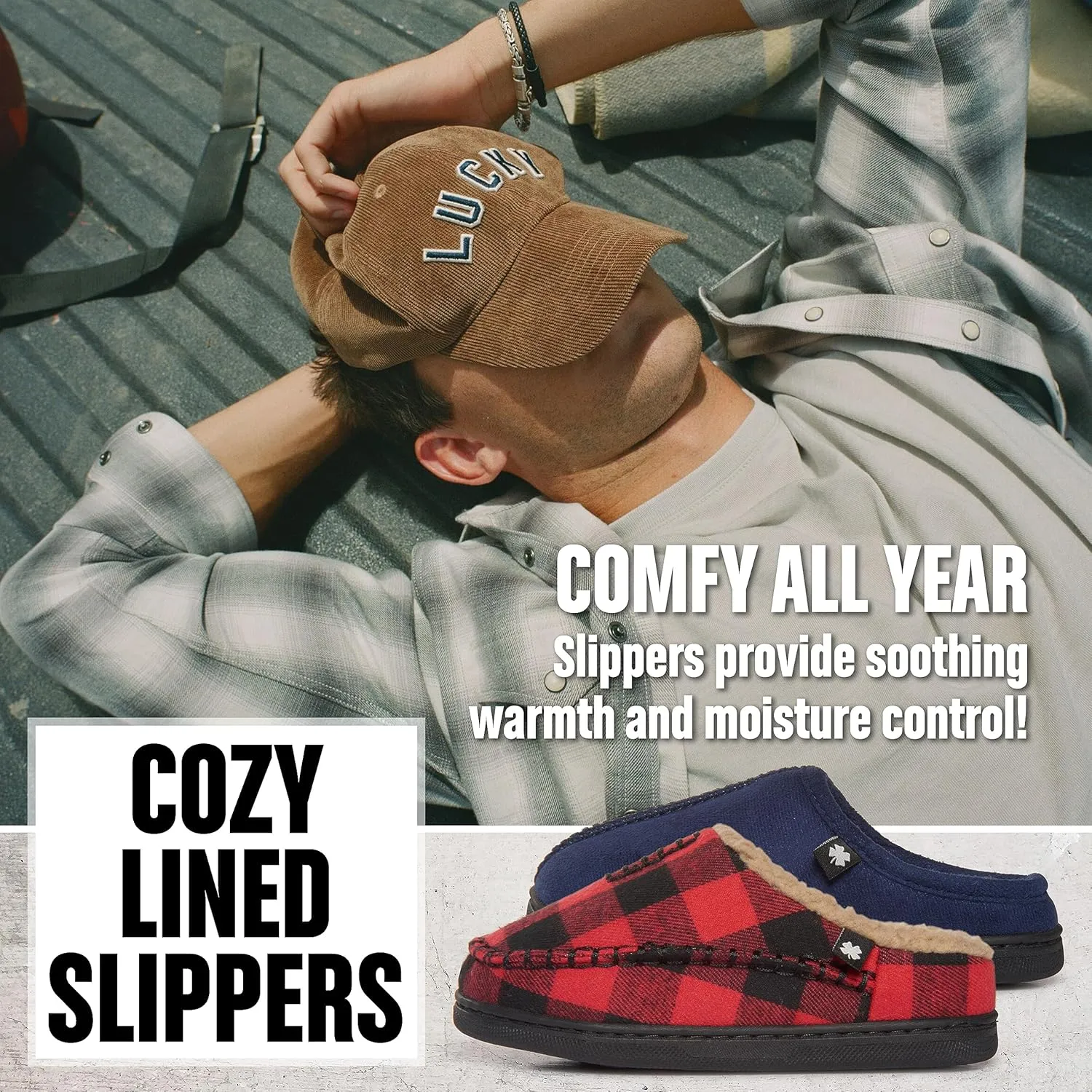 Lucky Brand Boy's Fleece Clog Micro Suede Tab Slippers ?C Comfortable and Cozy Footwear for Boys